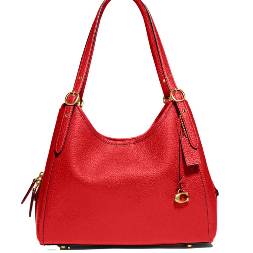 Coach Lori pebbled leather shoulder bag in Sport Red